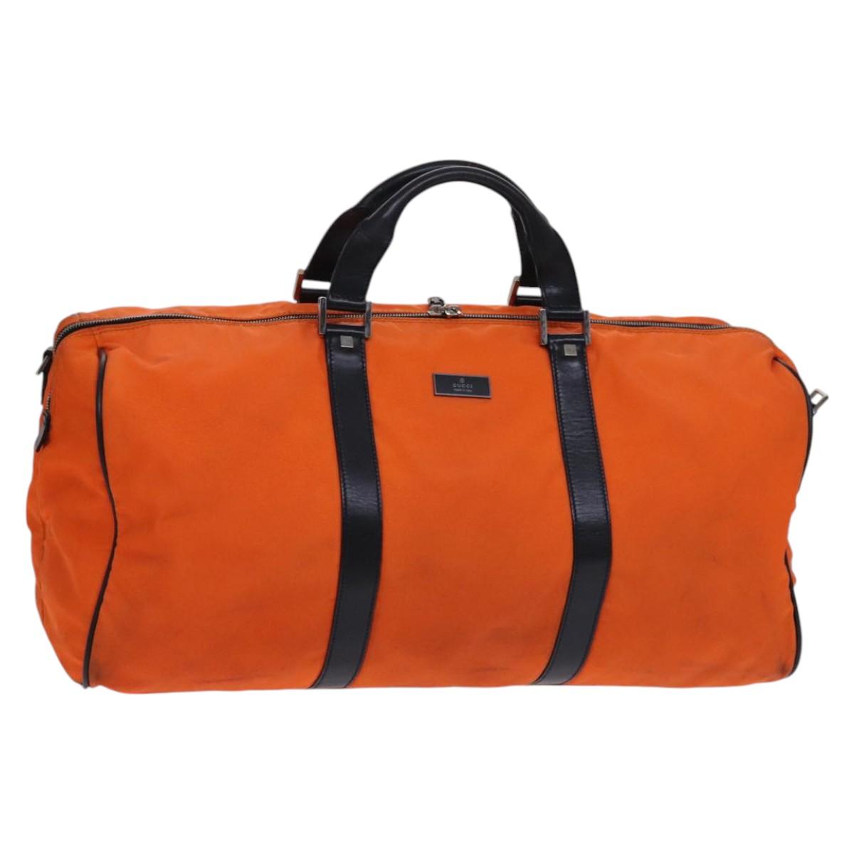 GUCCI Boston Bag Nylon Orange Black Auth BD1263