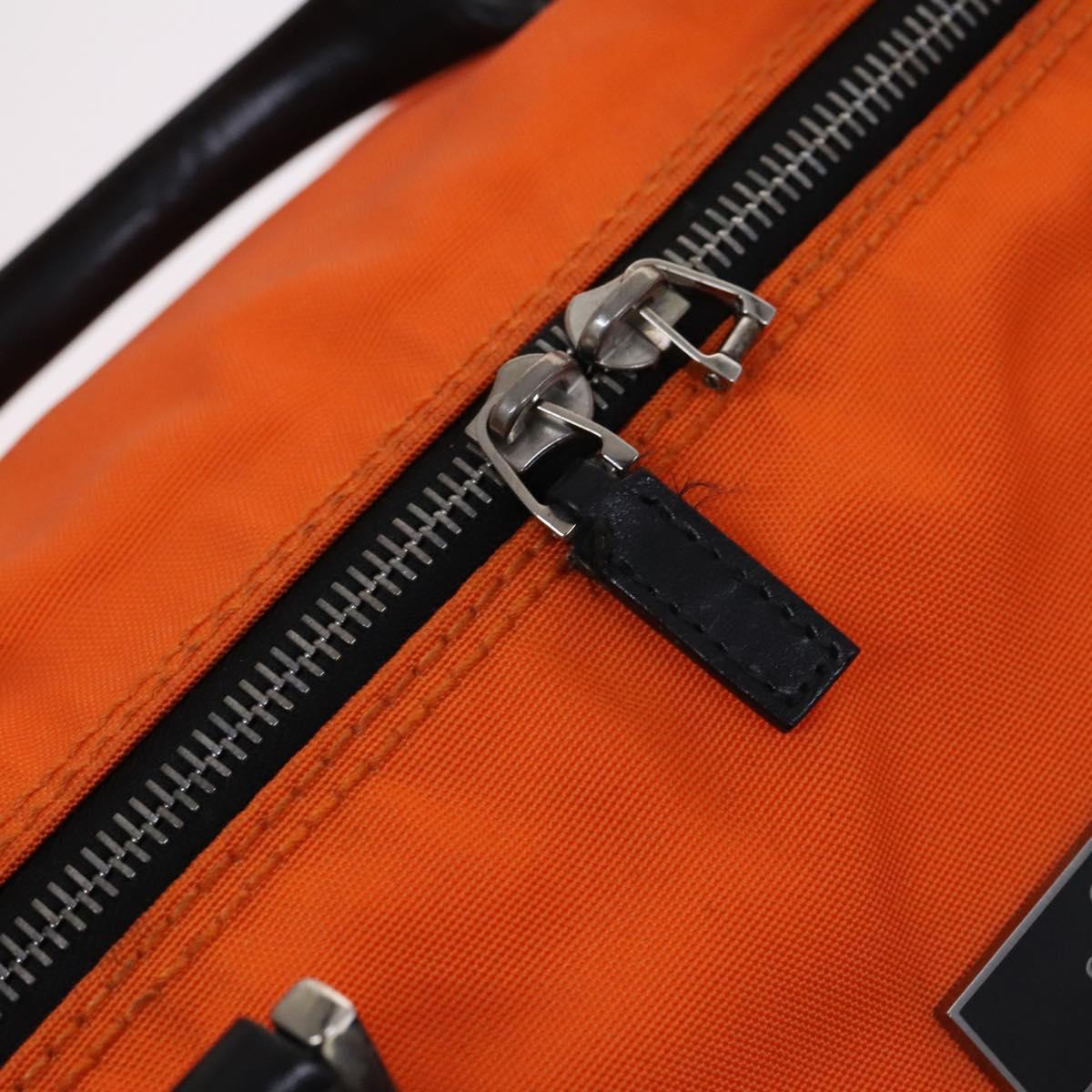 GUCCI Boston Bag Nylon Orange Black Auth BD1263