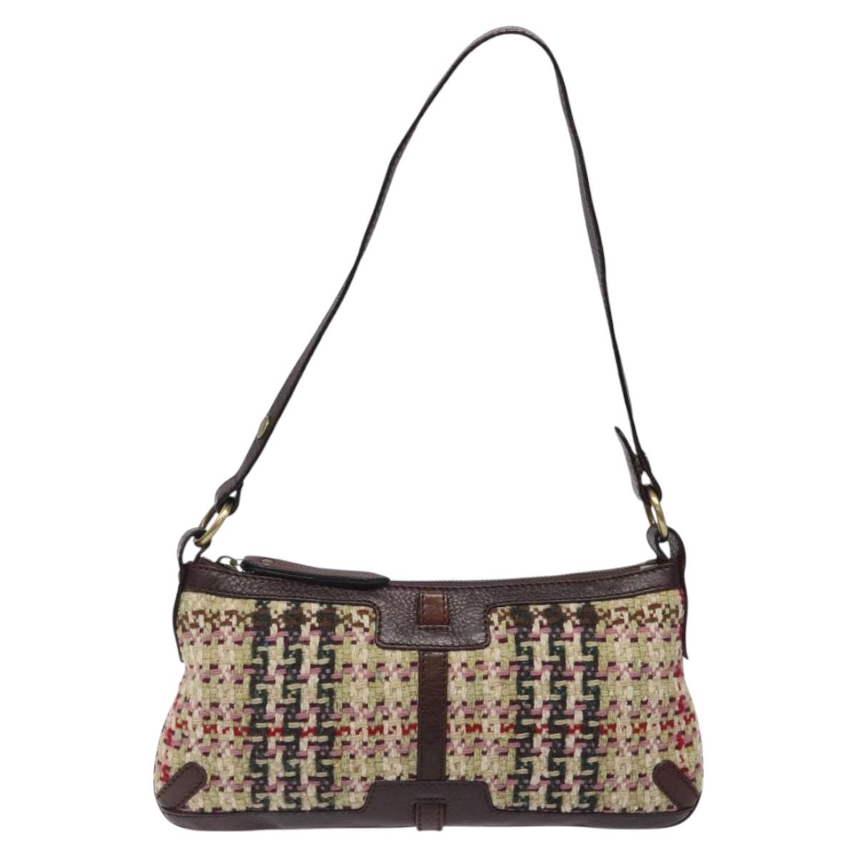 BURBERRY Shoulder Bag Wool Beige Auth BD1264