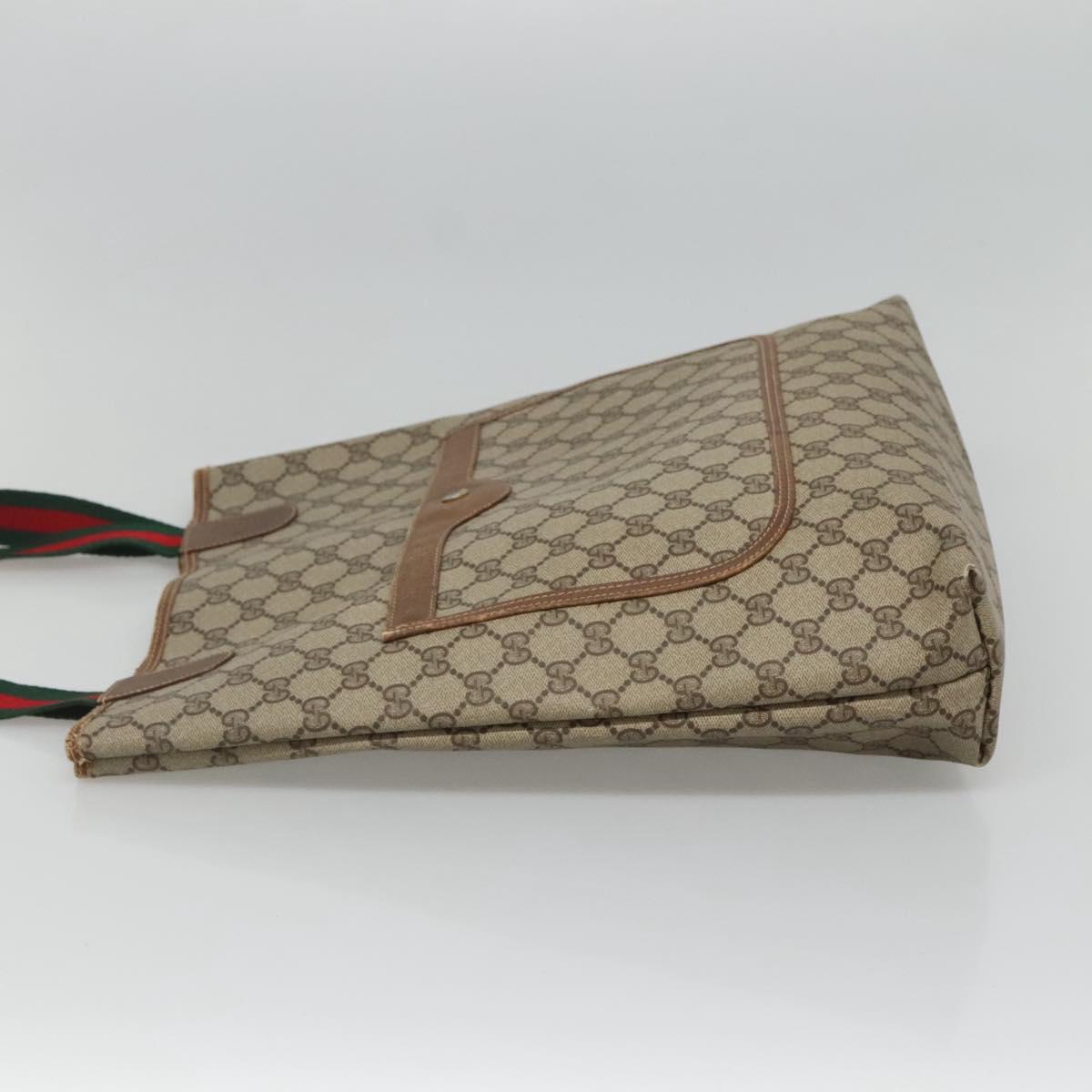 GUCCI GG Supreme Web Sherry Line Bag PVC Beige Green Red 39 02 003 Auth BD1278