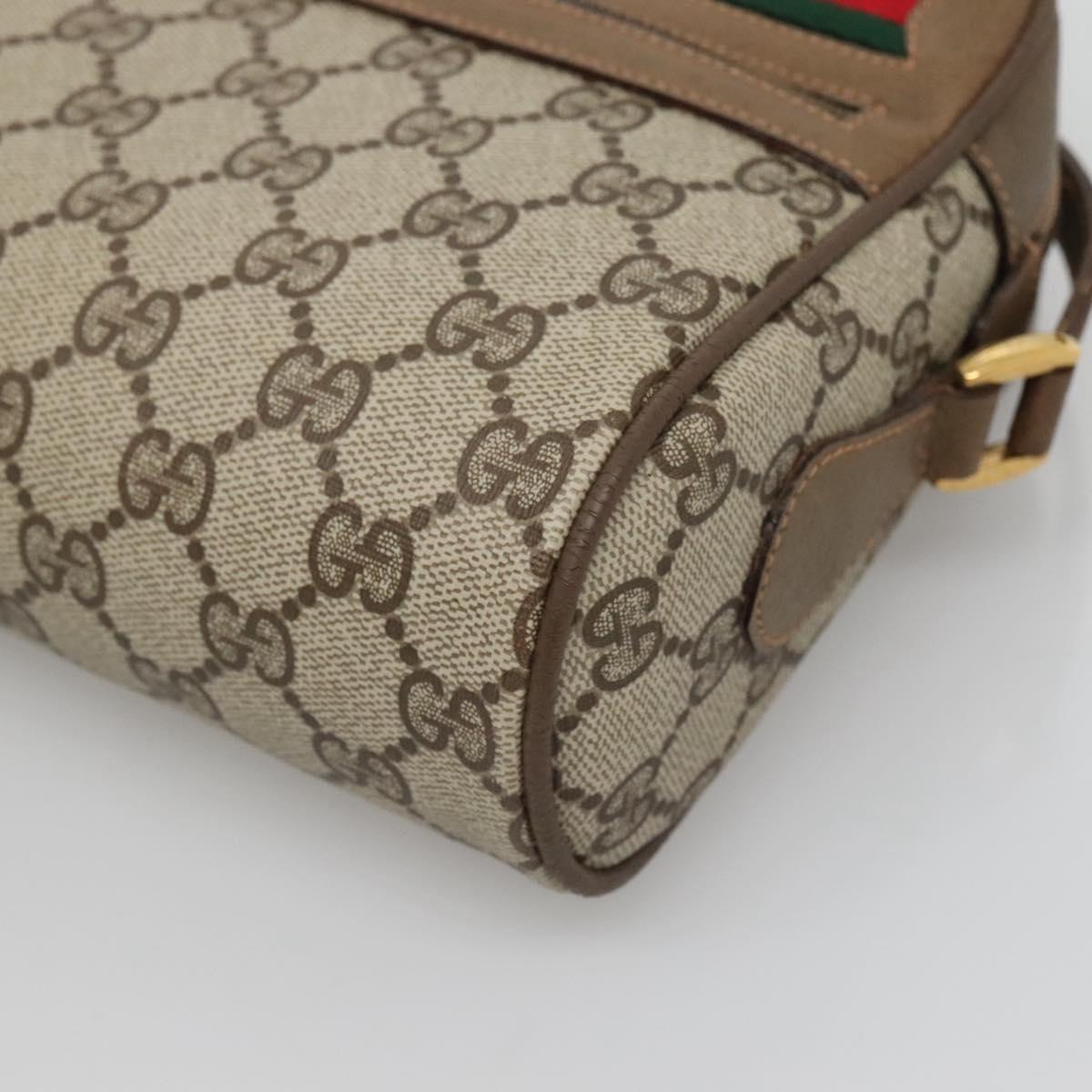 GUCCI GG Supreme Web Sherry Line Bag PVC Beige Gold 56 02 087 Auth BD1279