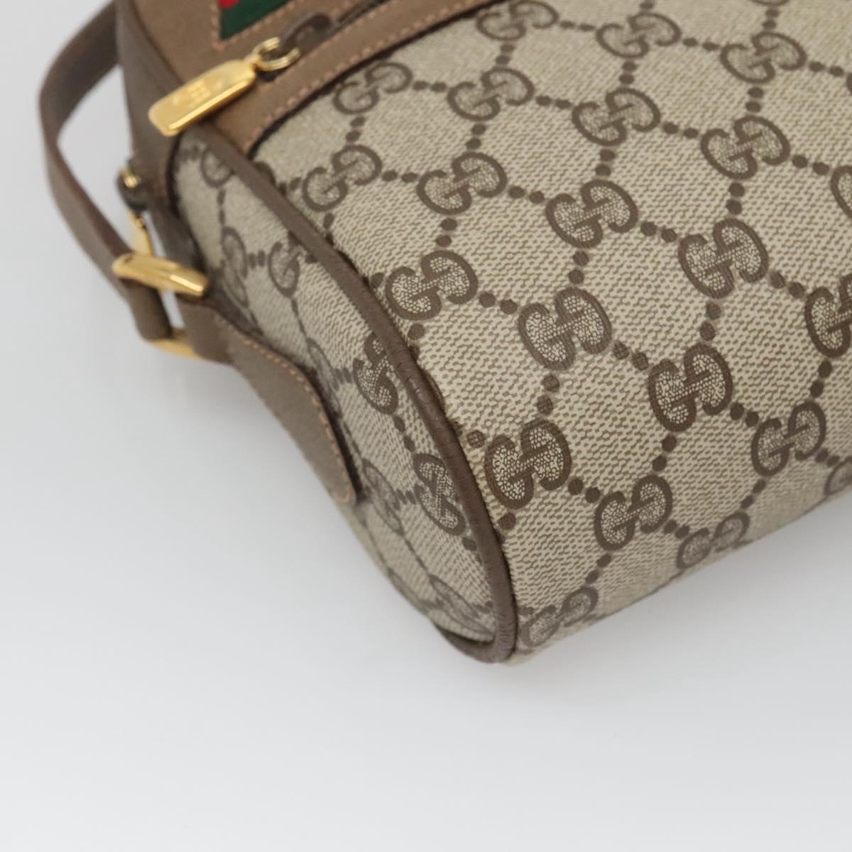 GUCCI GG Supreme Web Sherry Line Bag PVC Beige Gold 56 02 087 Auth BD1279