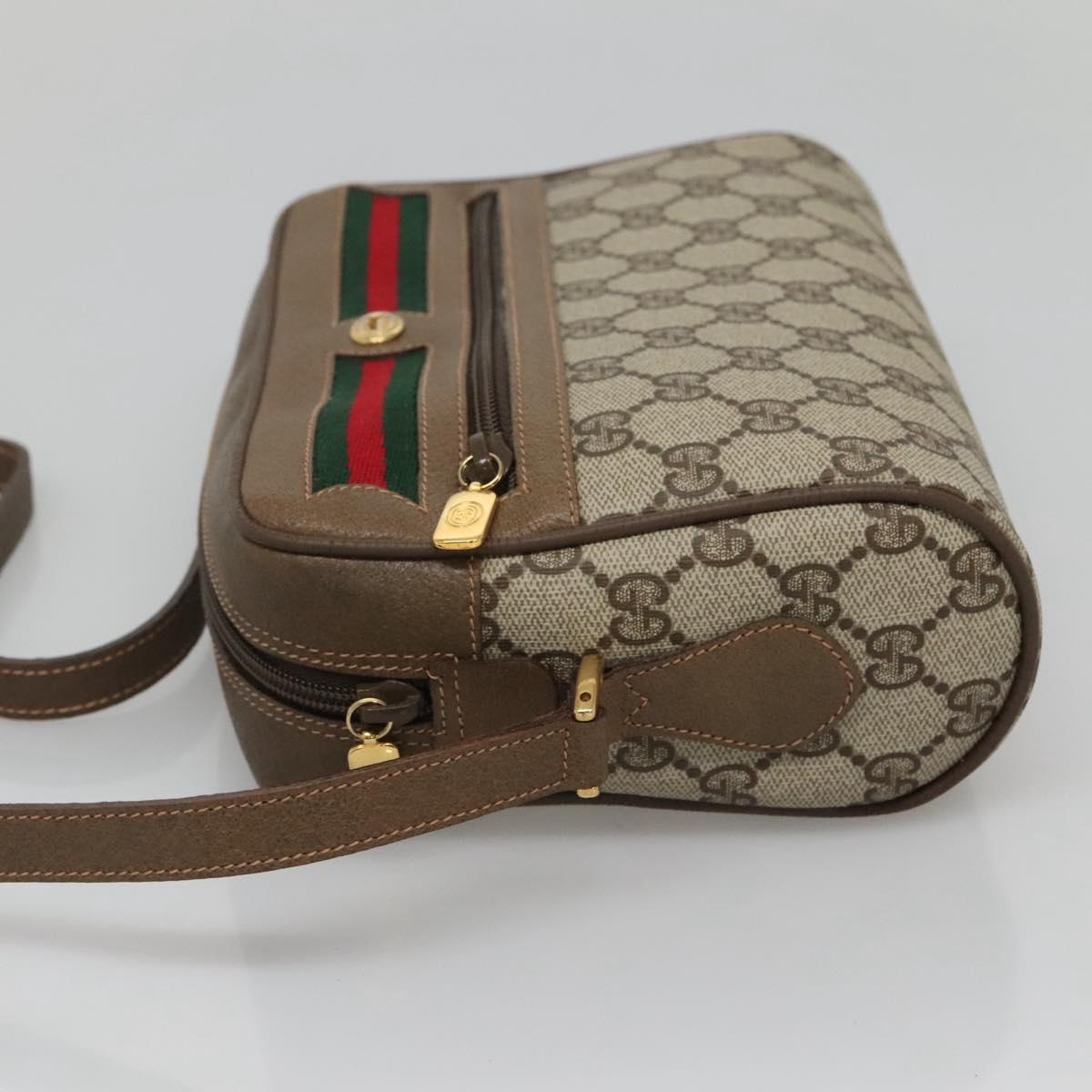 GUCCI GG Supreme Web Sherry Line Bag PVC Beige Gold 56 02 087 Auth BD1279