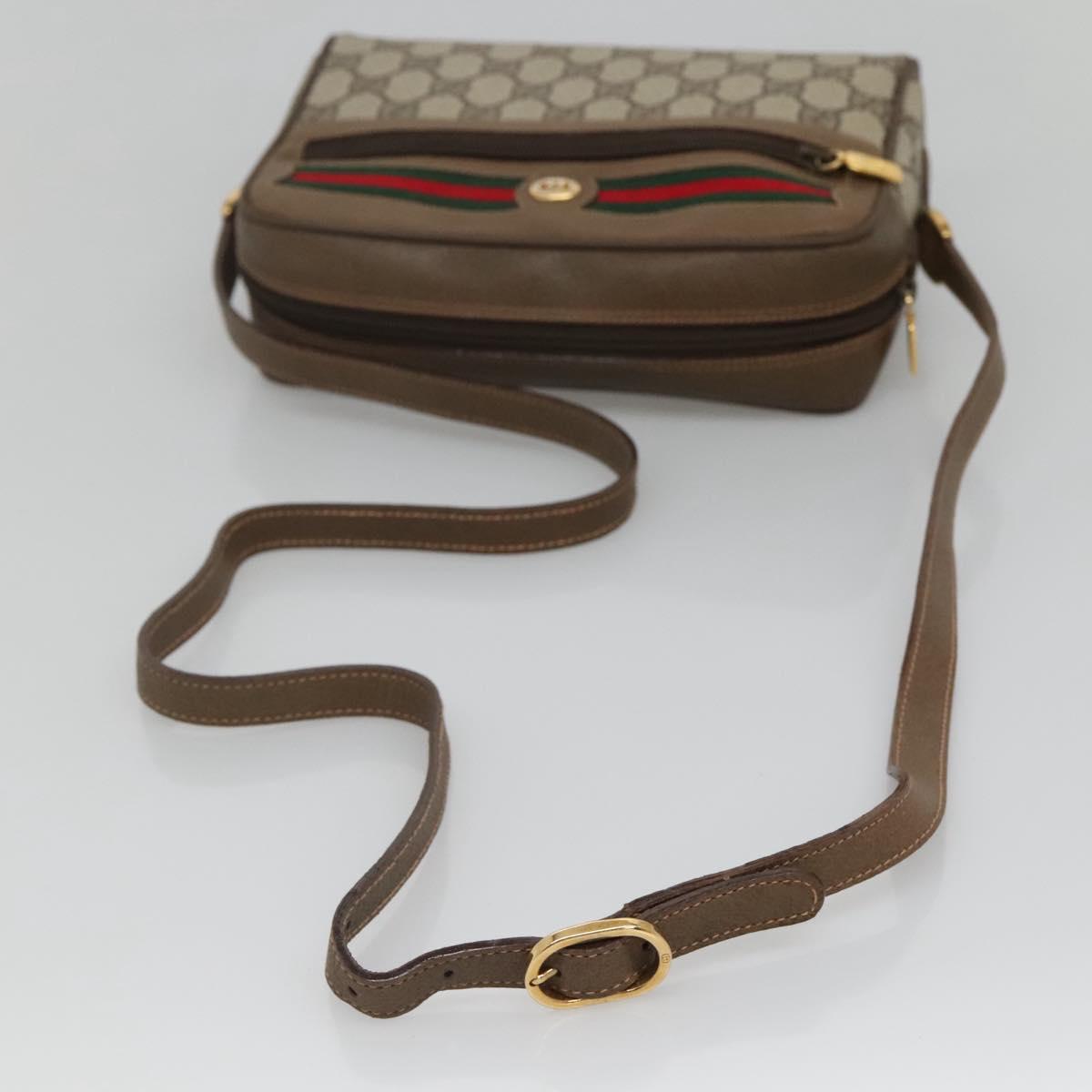 GUCCI GG Supreme Web Sherry Line Bag PVC Beige Gold 56 02 087 Auth BD1279
