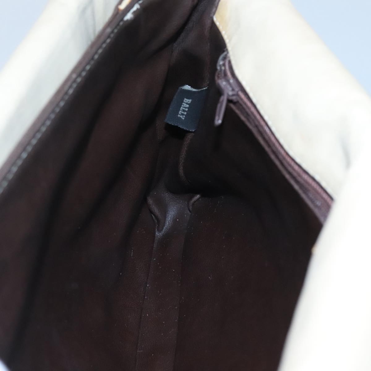BALLY Shoulder Bag Leather Beige Auth BD1284