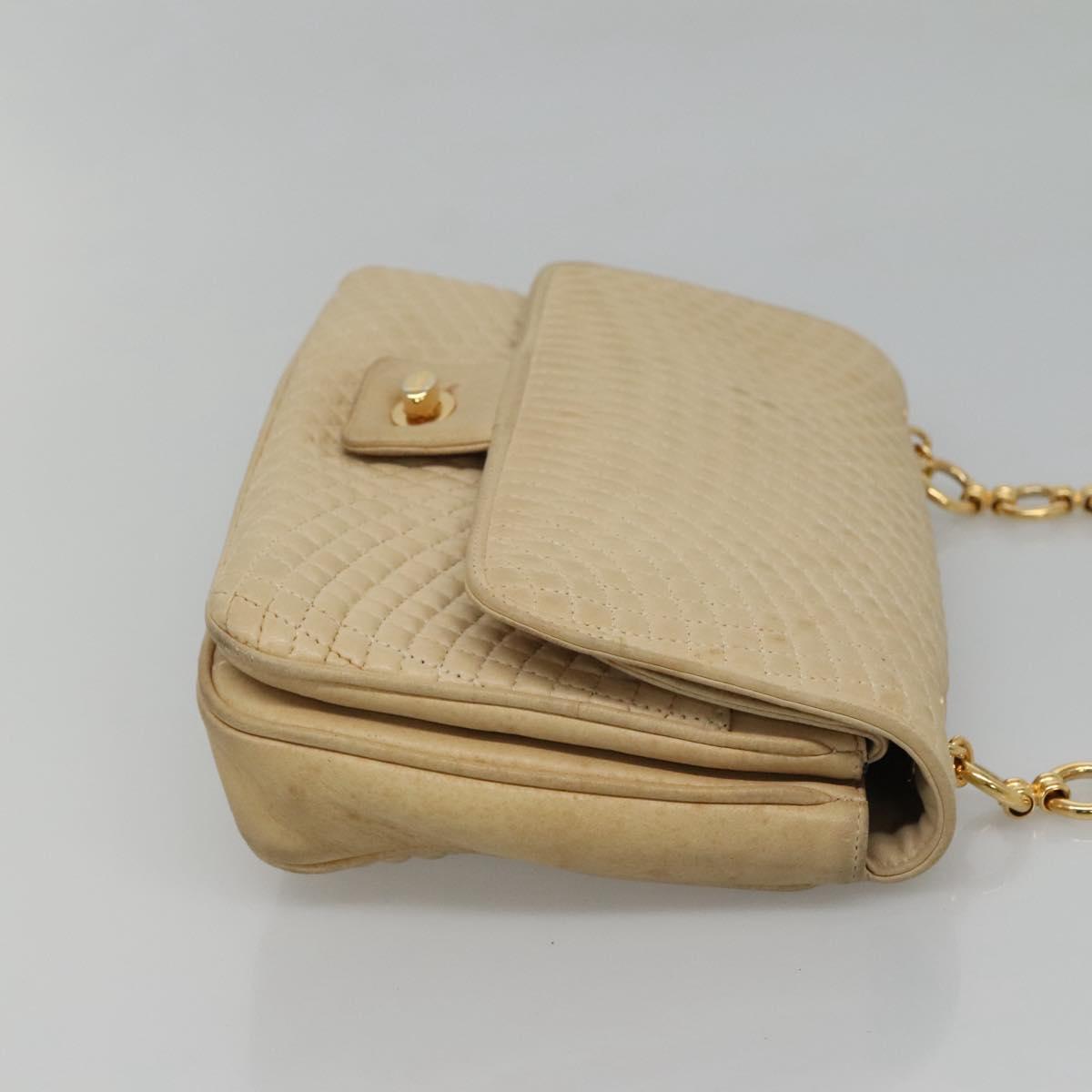 BALLY Shoulder Bag Leather Beige Auth BD1284