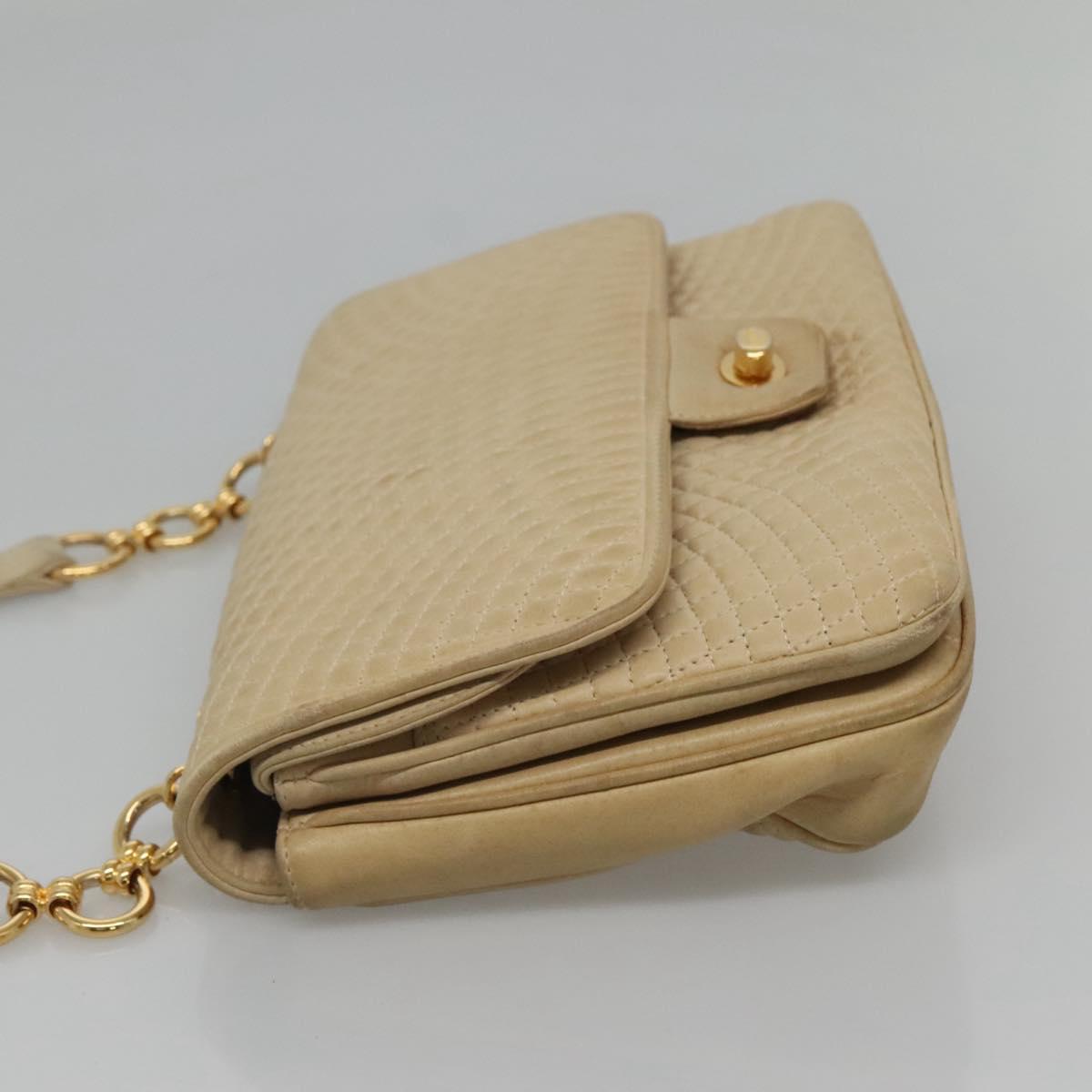 BALLY Shoulder Bag Leather Beige Auth BD1284