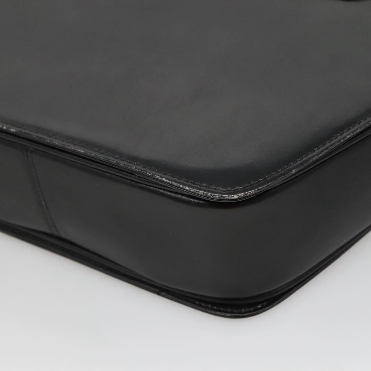 BALLY Hand Bag Leather Black Gold Auth BD1285