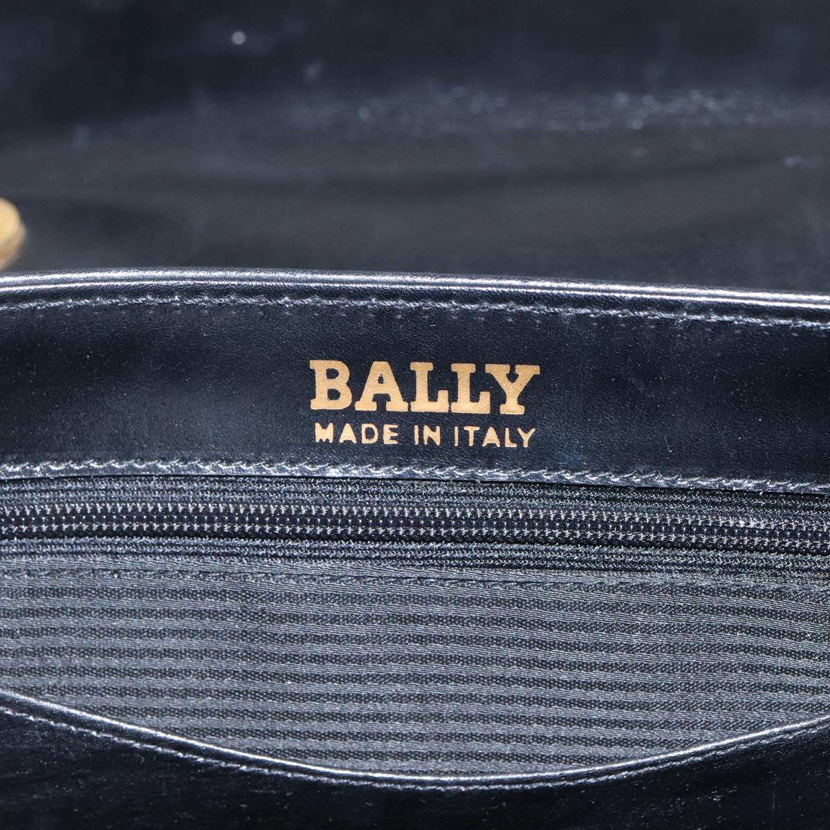 BALLY Hand Bag Leather Black Gold Auth BD1285