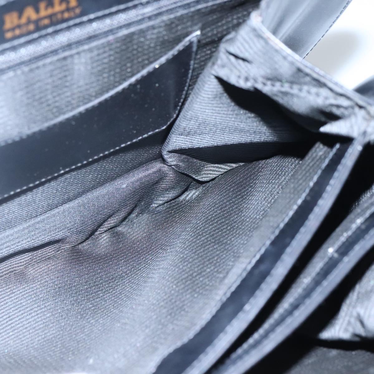 BALLY Hand Bag Leather Black Gold Auth BD1285
