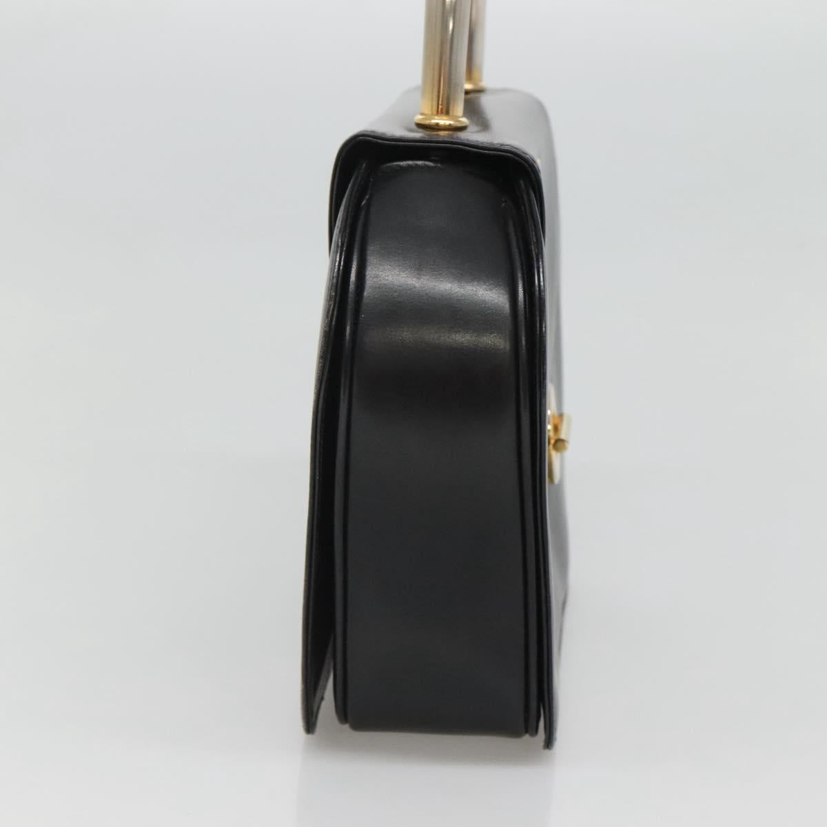 BALLY Hand Bag Leather Black Gold Auth BD1285