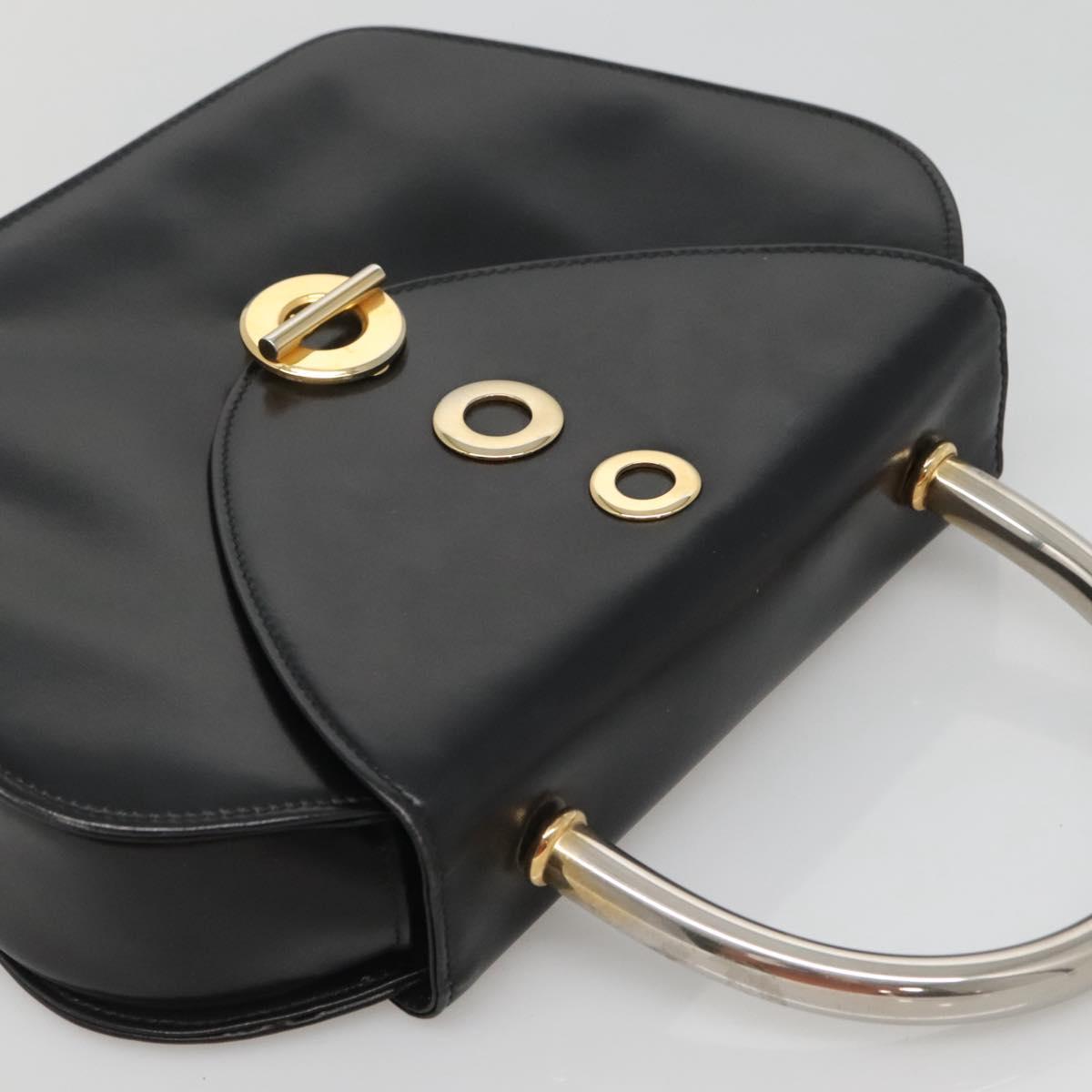 BALLY Hand Bag Leather Black Gold Auth BD1285