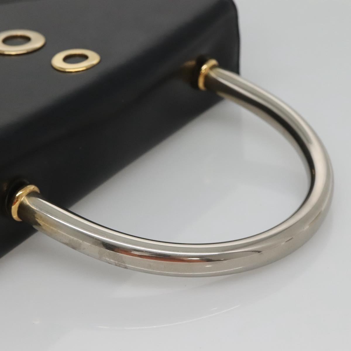BALLY Hand Bag Leather Black Gold Auth BD1285