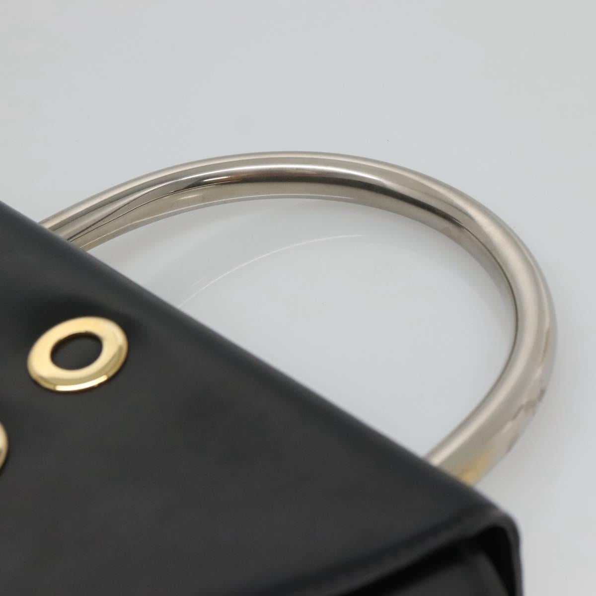 BALLY Hand Bag Leather Black Gold Auth BD1285