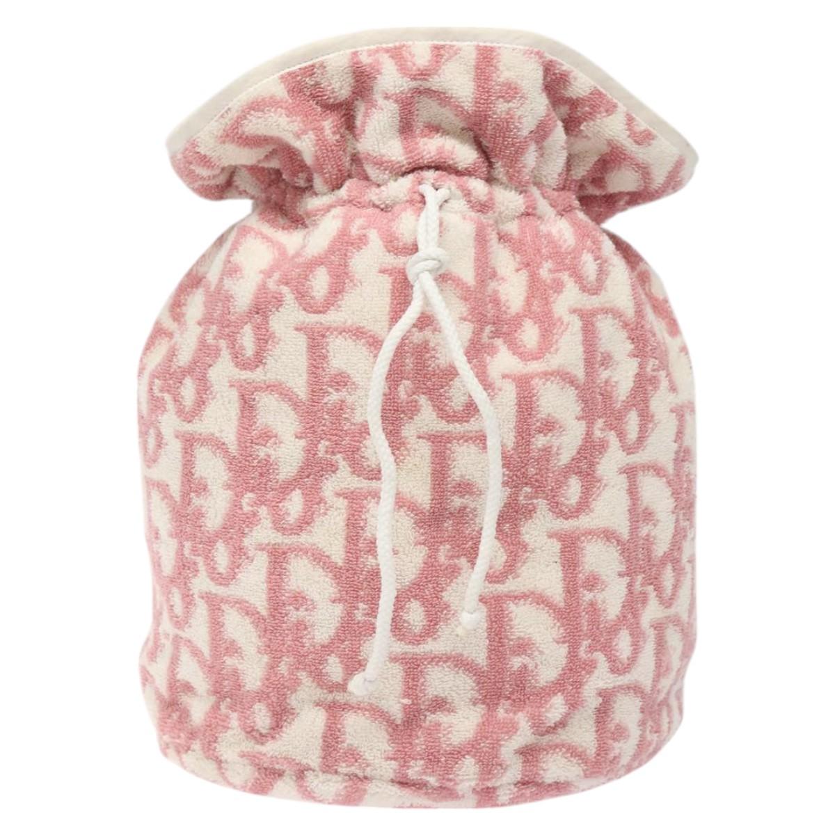 Christian Dior Pile Trotter Hand Bag Pink White Auth BD1288