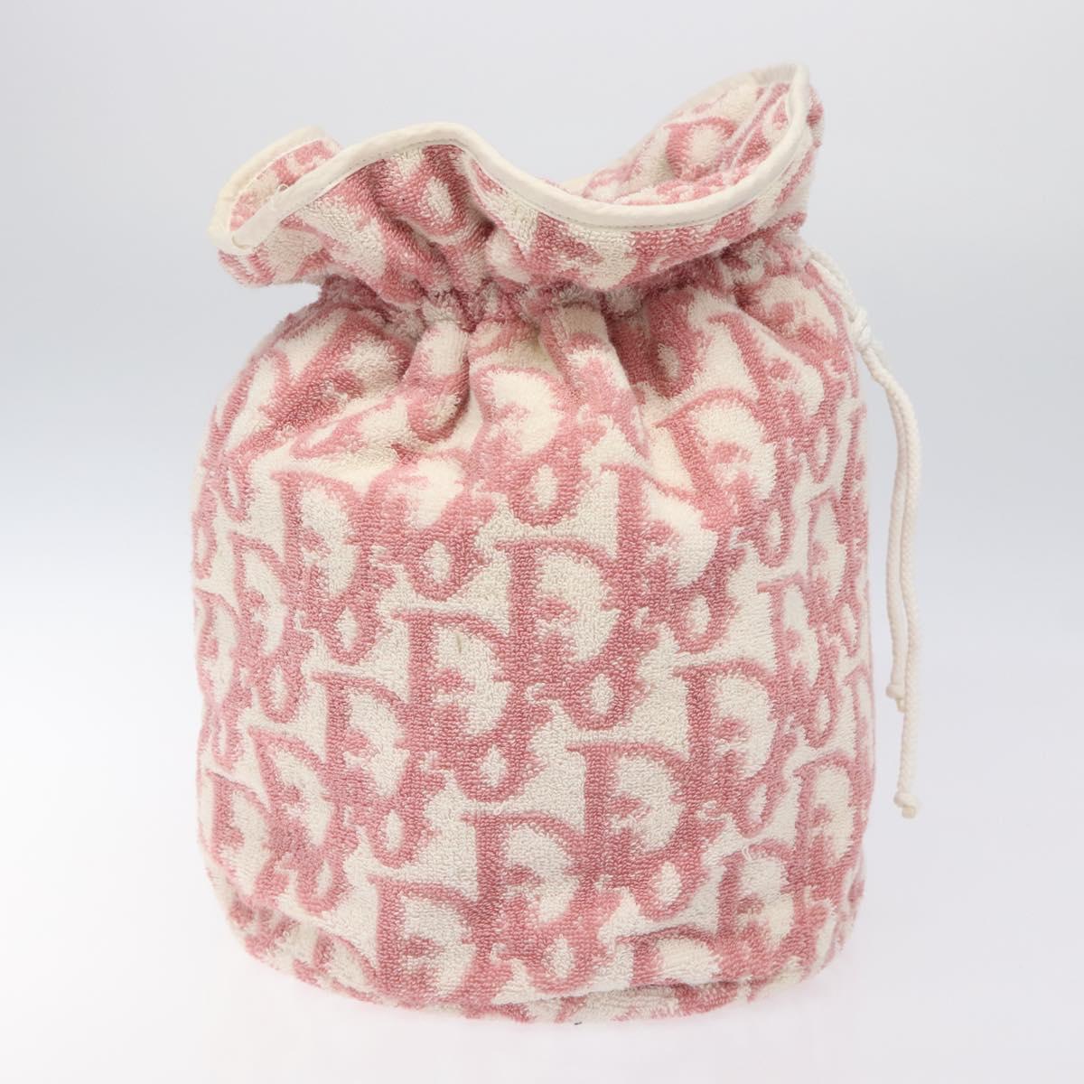 Christian Dior Pile Trotter Hand Bag Pink White Auth BD1288