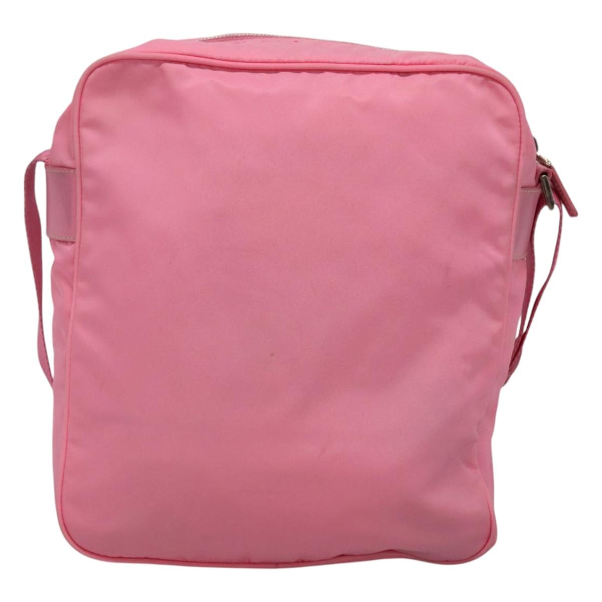 PRADA Shoulder Bag Nylon Pink Silver Auth BD1291