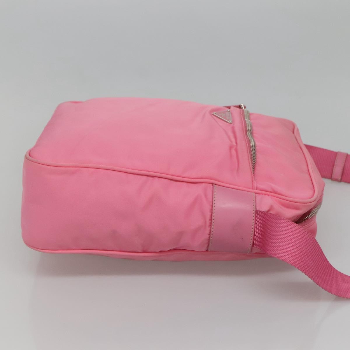 PRADA Shoulder Bag Nylon Pink Silver Auth BD1291