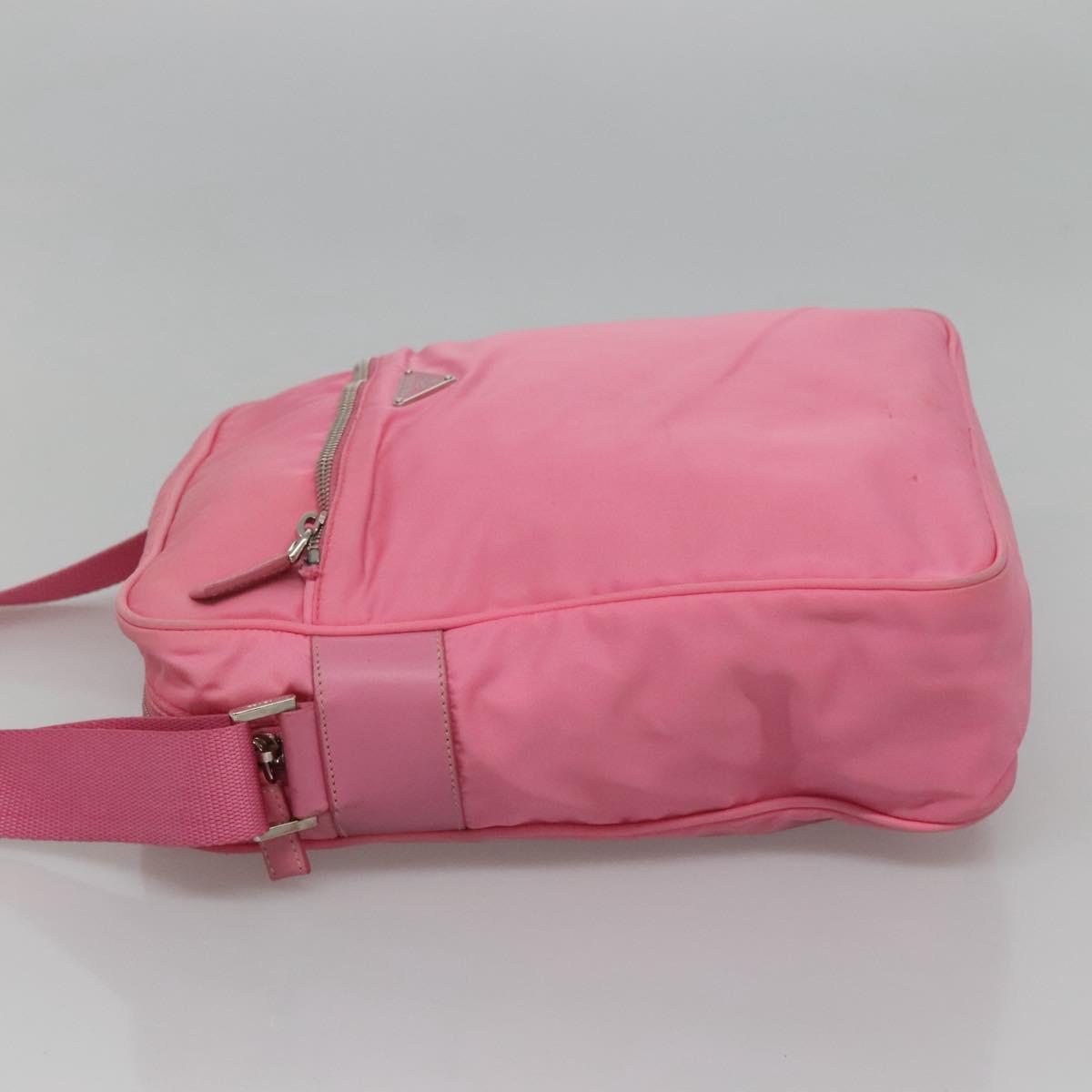 PRADA Shoulder Bag Nylon Pink Silver Auth BD1291
