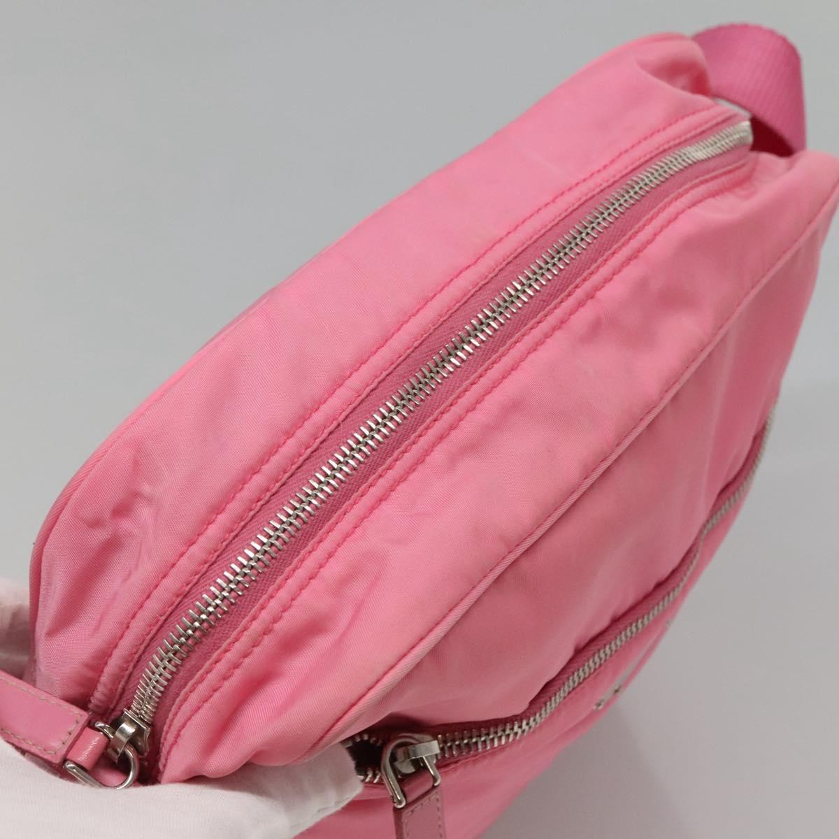 PRADA Shoulder Bag Nylon Pink Silver Auth BD1291