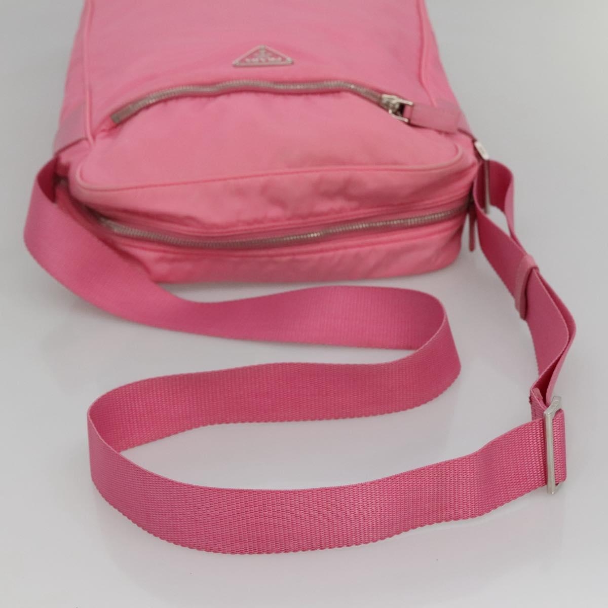 PRADA Shoulder Bag Nylon Pink Silver Auth BD1291