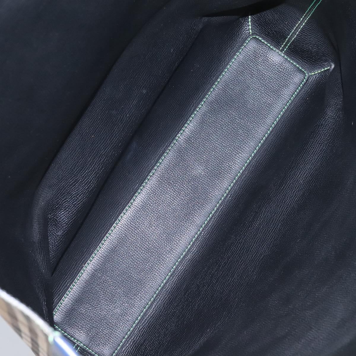 BURBERRY Nova Check Tote Bag PVC Leather Beige Green Silver Auth BD130