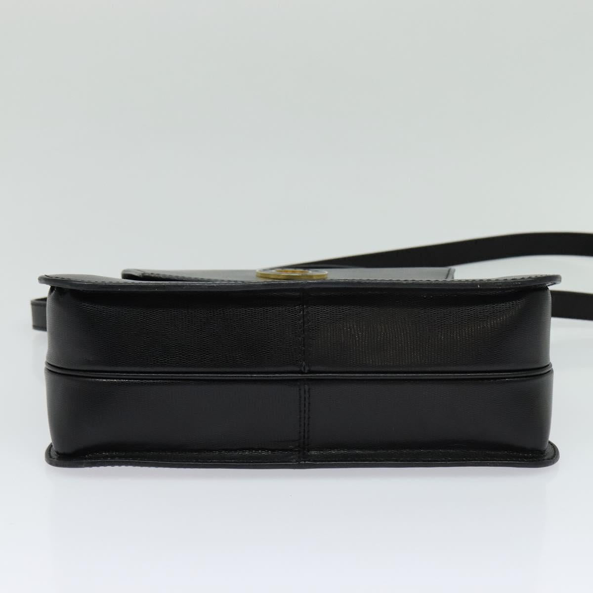 CELINE Hand Bag Leather 2way Black Gold Auth BD1319