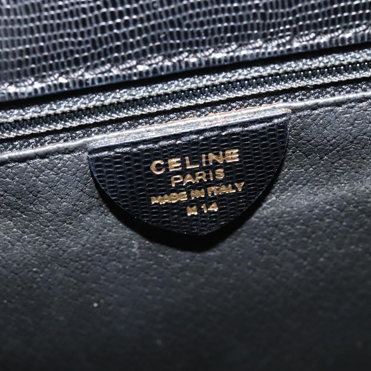 CELINE Hand Bag Leather 2way Black Gold Auth BD1319