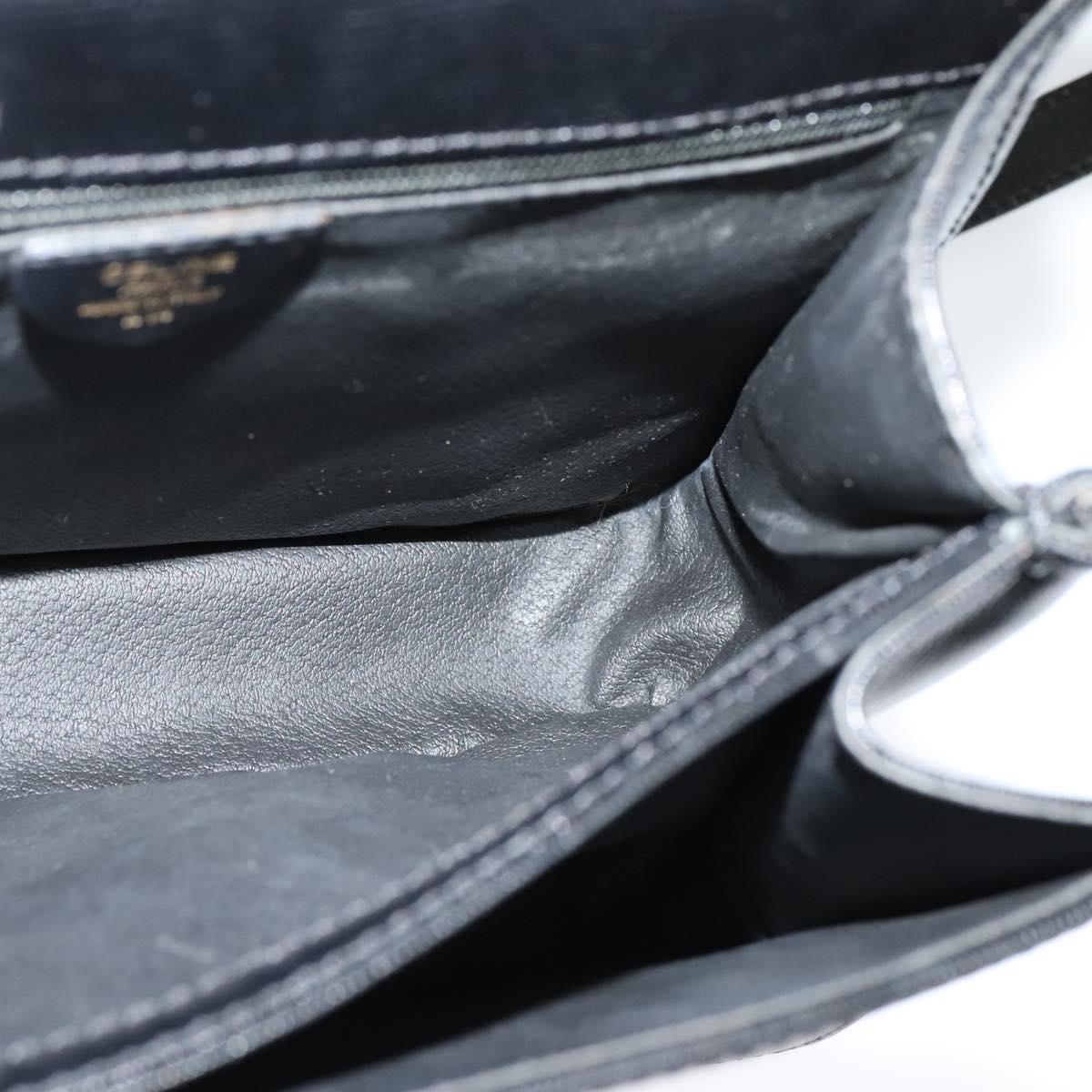 CELINE Hand Bag Leather 2way Black Gold Auth BD1319