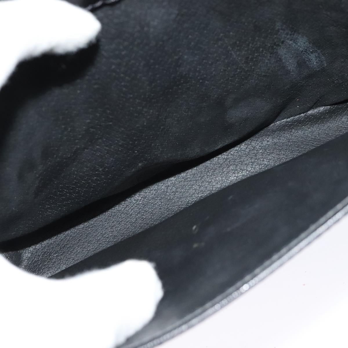 CELINE Hand Bag Leather 2way Black Gold Auth BD1319