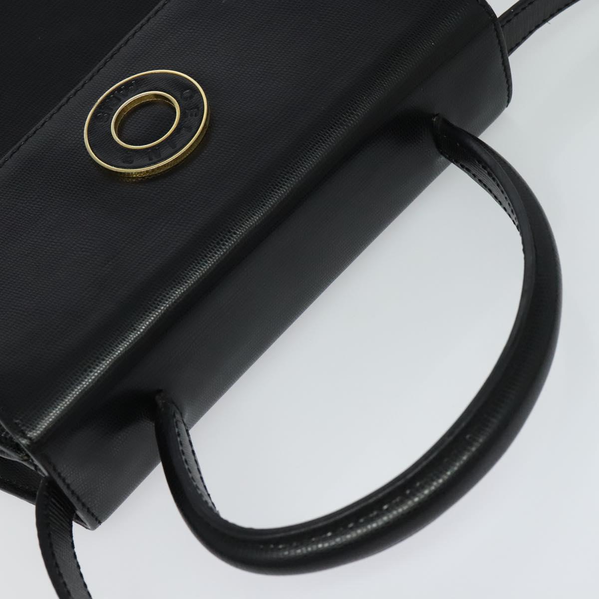 CELINE Hand Bag Leather 2way Black Gold Auth BD1319