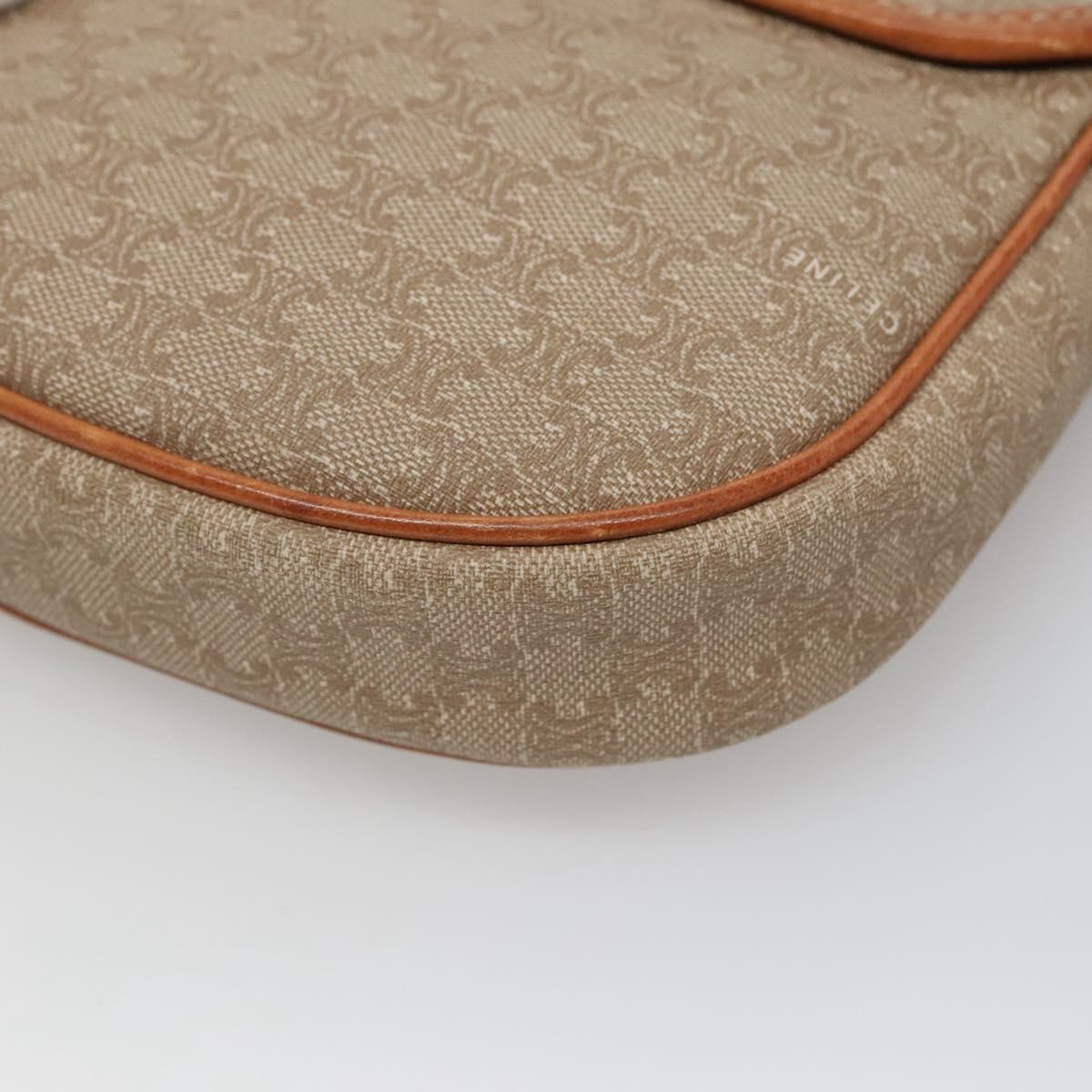 CELINE Macadam Canvas Shoulder Bag PVC Beige Gold Auth BD1320