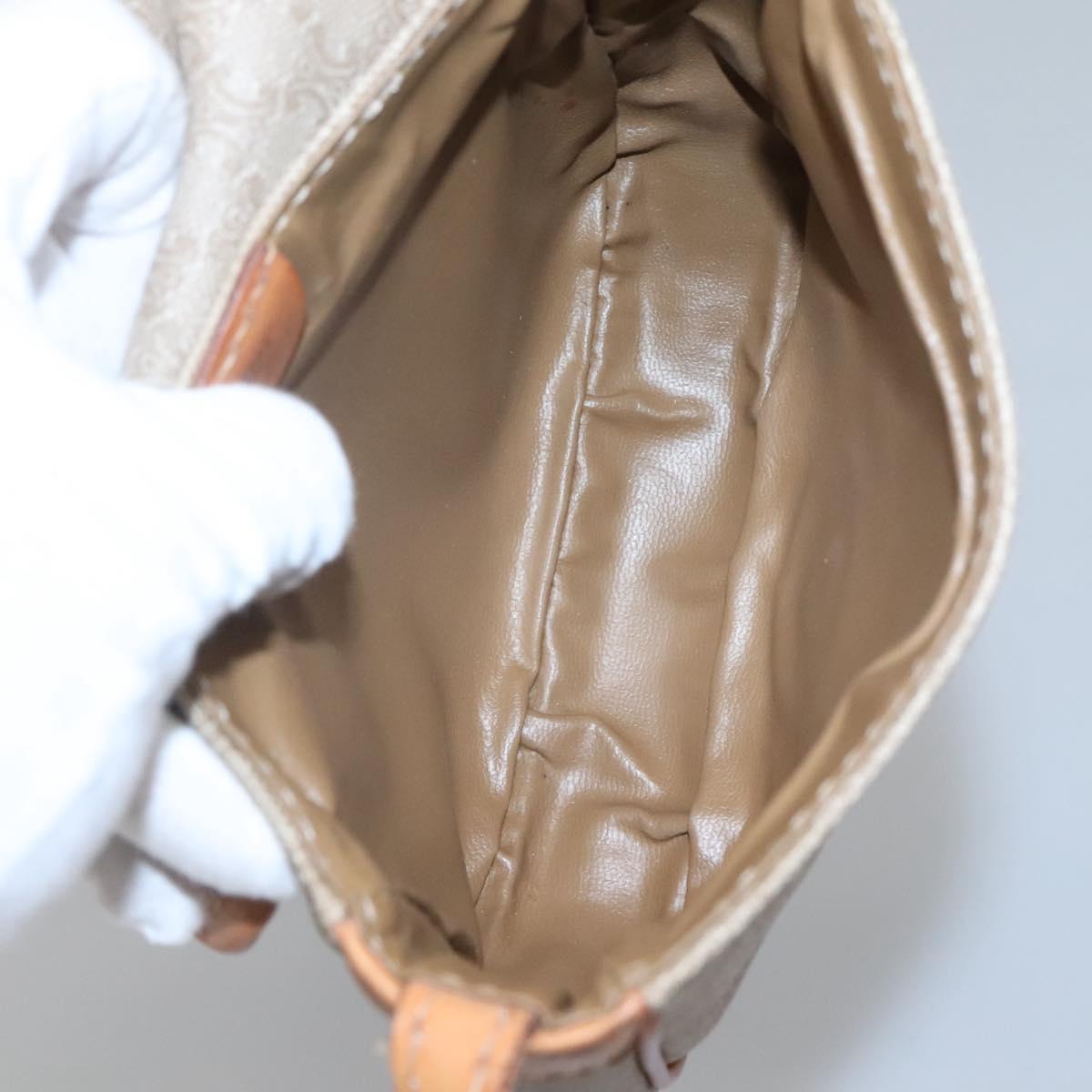 CELINE Macadam Canvas Shoulder Bag PVC Beige Gold Auth BD1320