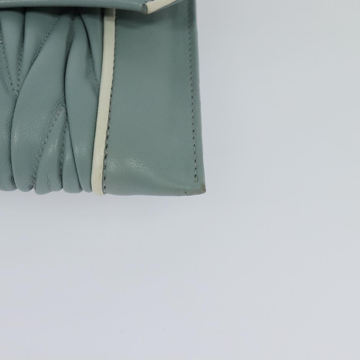 Miu Miu Chain Shoulder Bag Leather Blue Silver Auth BD1352