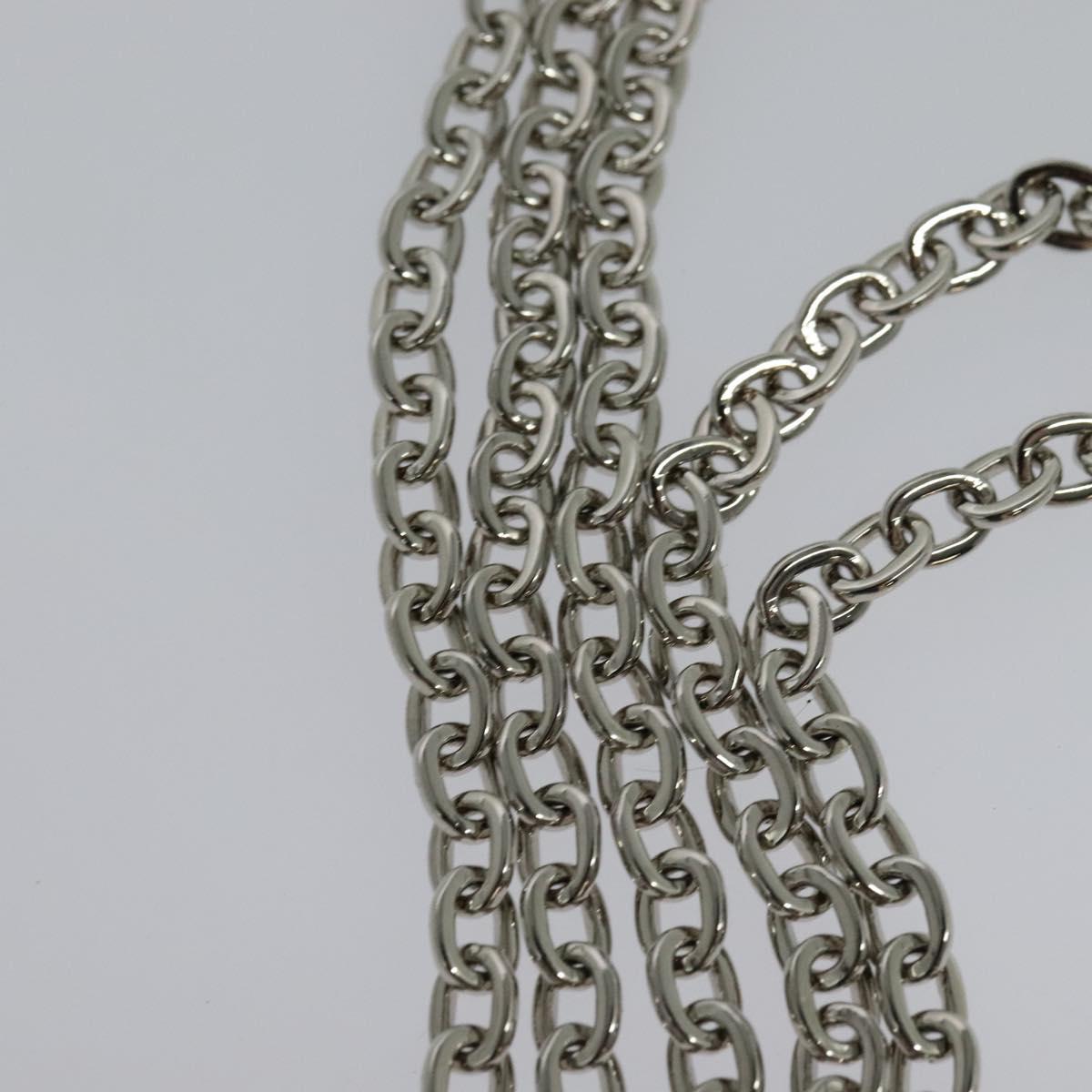 Miu Miu Chain Shoulder Bag Leather Blue Silver Auth BD1352