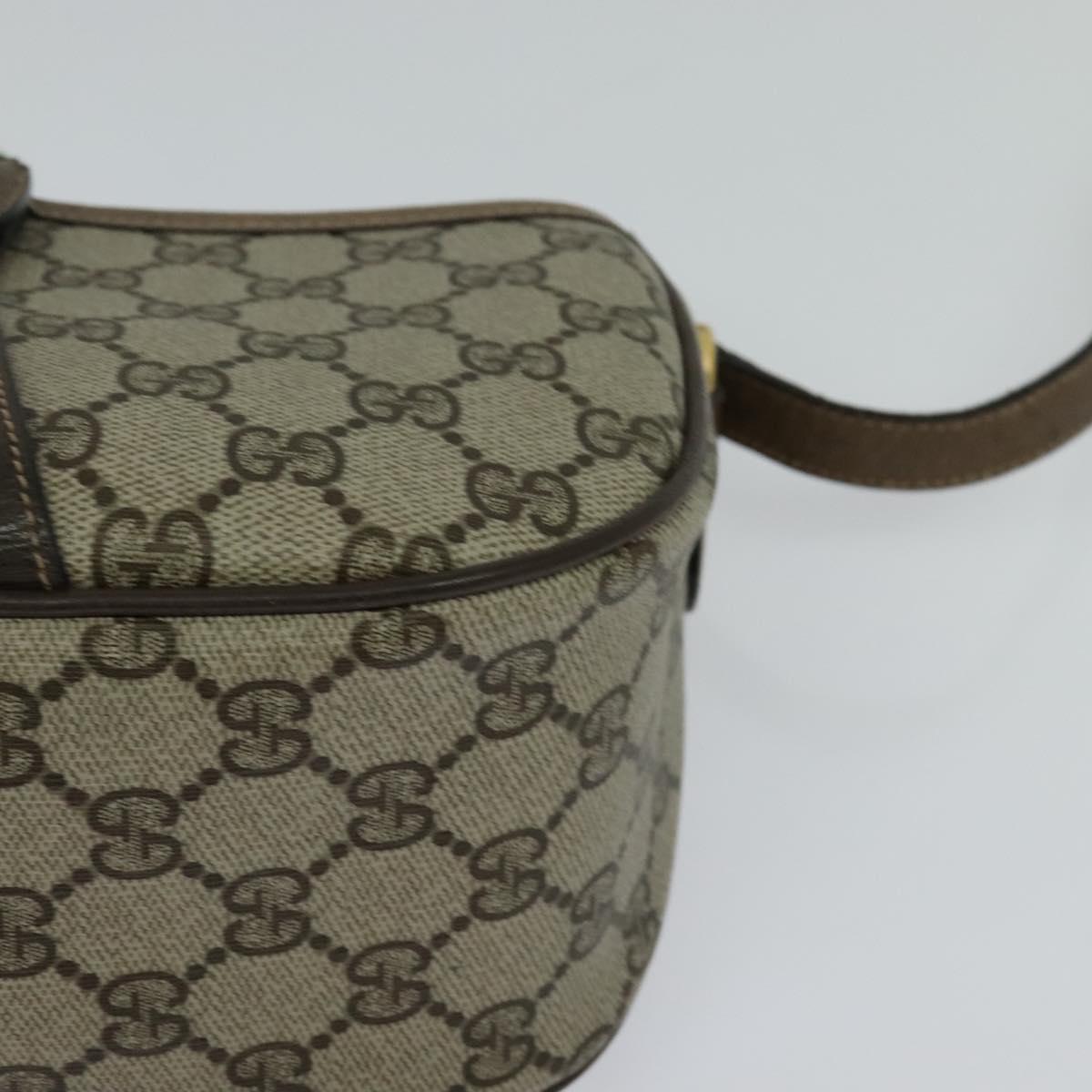 GUCCI GG Supreme Web Sherry Line Shoulder Bag PVC Beige Gold Auth BD1372