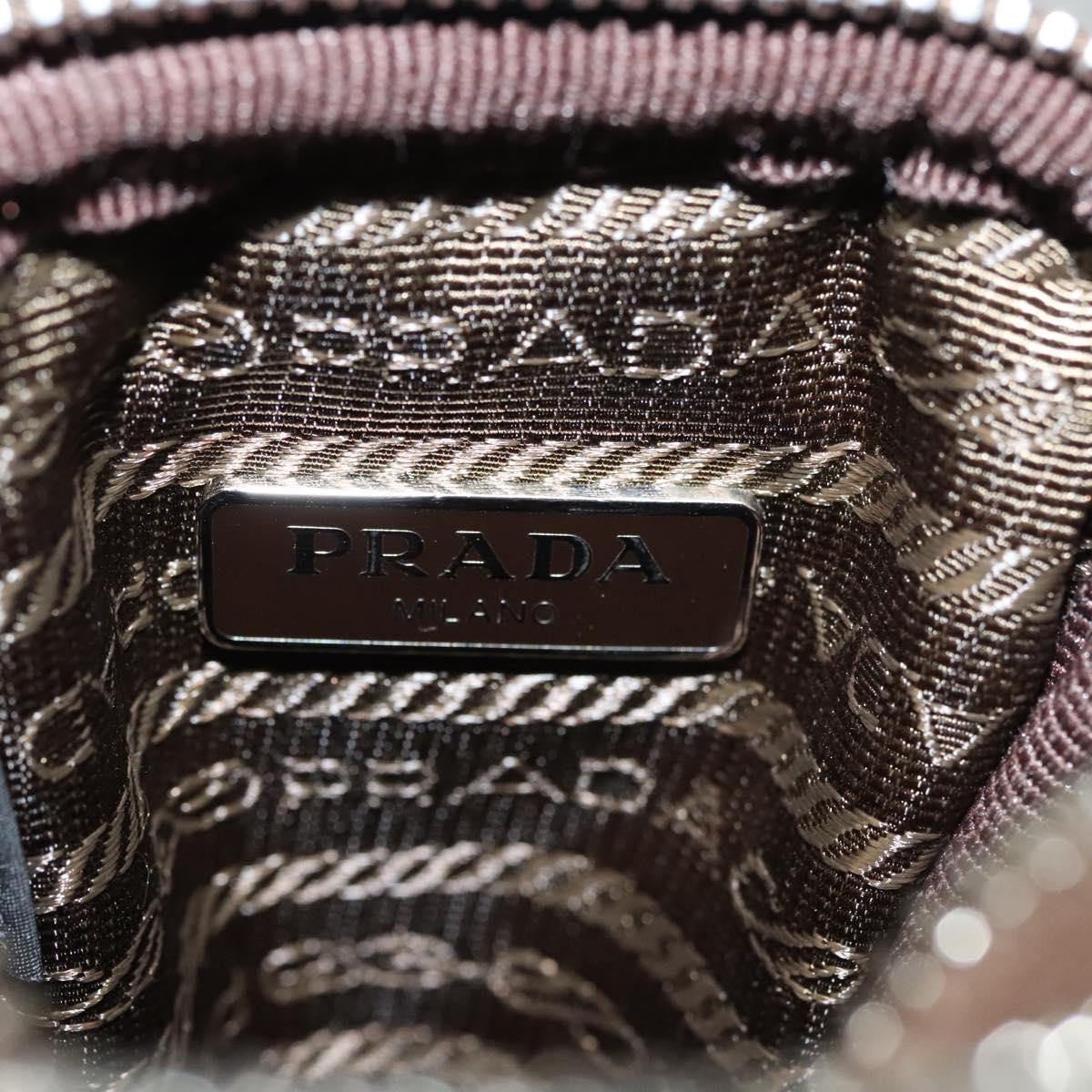 PRADA Shoulder Bag Nylon Leather Brown Pink Silver Auth BD1378V