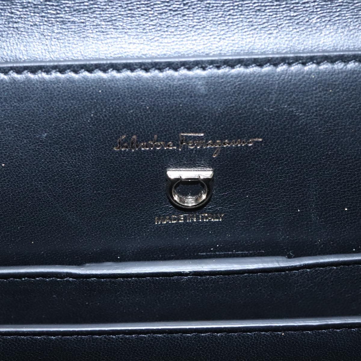 Salvatore Ferragamo Gancini Hand Bag Leather 2way Gold Auth BD137SV