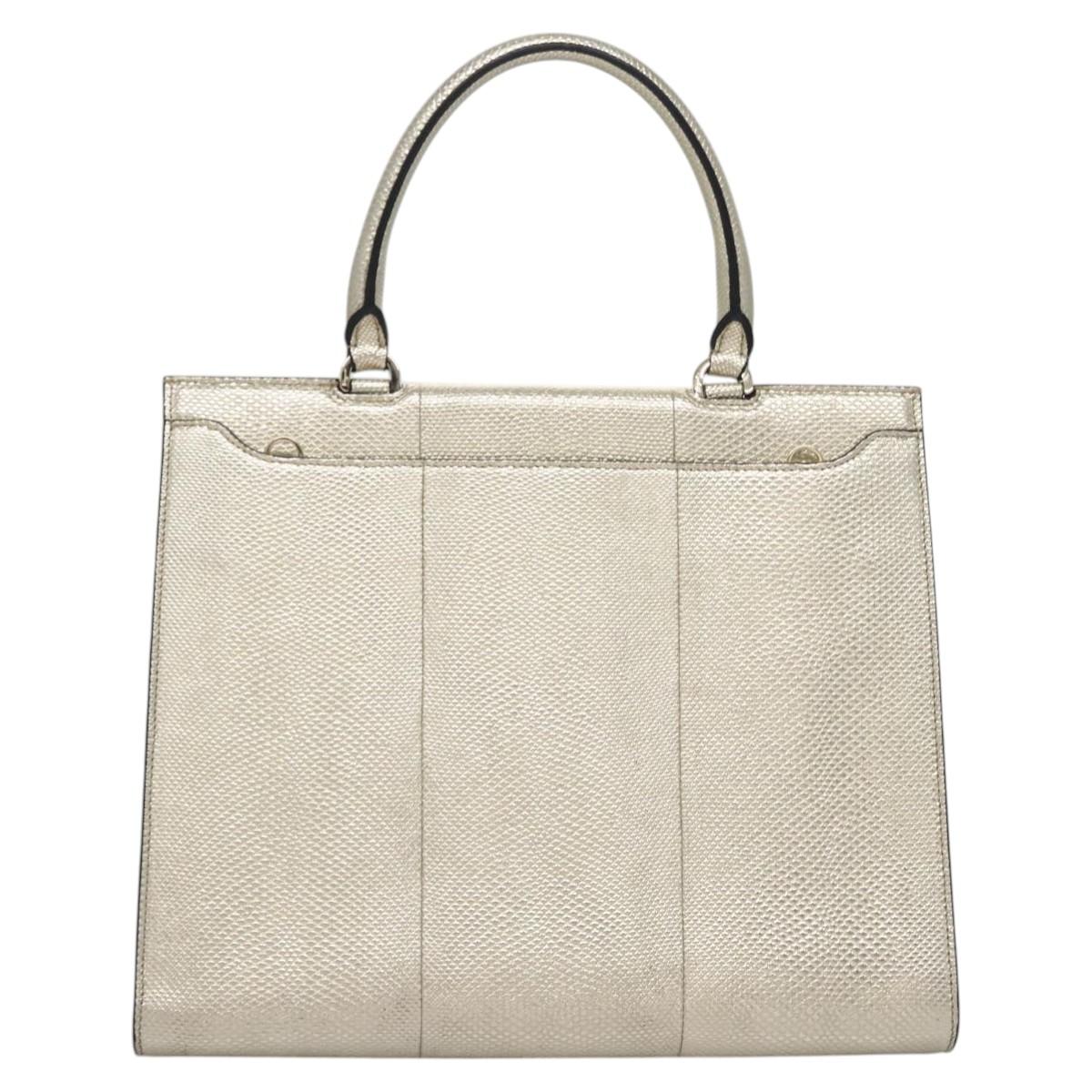 Salvatore Ferragamo Gancini Hand Bag Leather 2way Gold Auth BD137SV