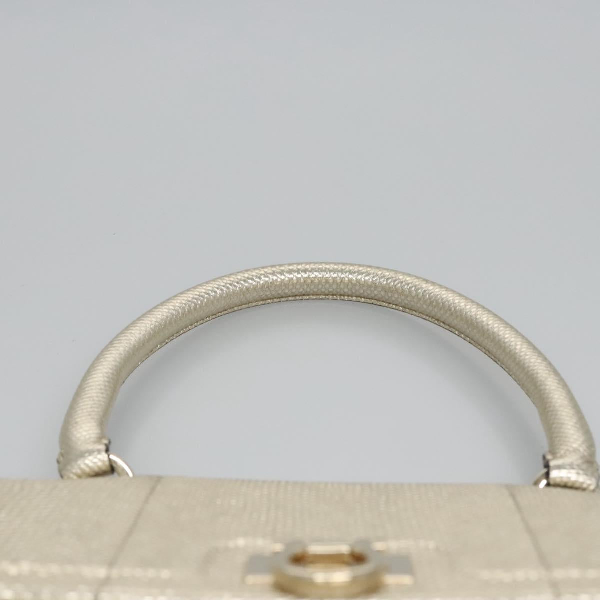Salvatore Ferragamo Gancini Hand Bag Leather 2way Gold Auth BD137SV