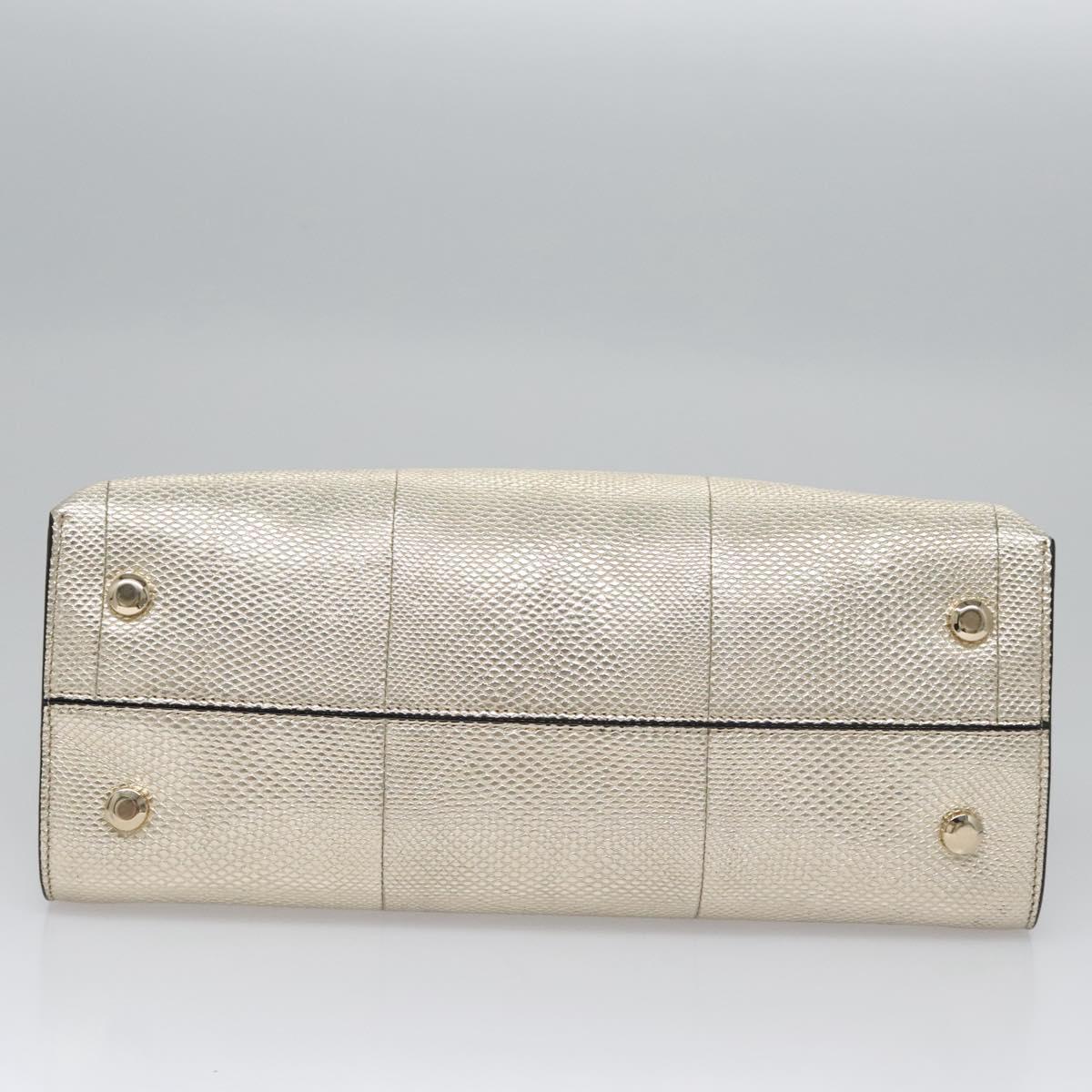 Salvatore Ferragamo Gancini Hand Bag Leather 2way Gold Auth BD137SV