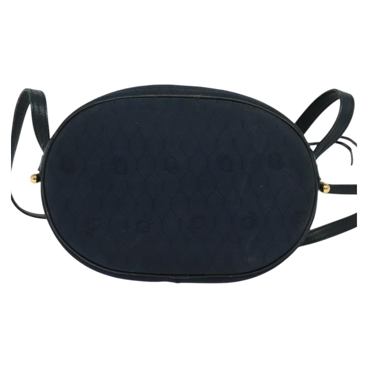 Christian Dior Honeycomb Canvas Shoulder Bag Gold Navy Auth BD1407