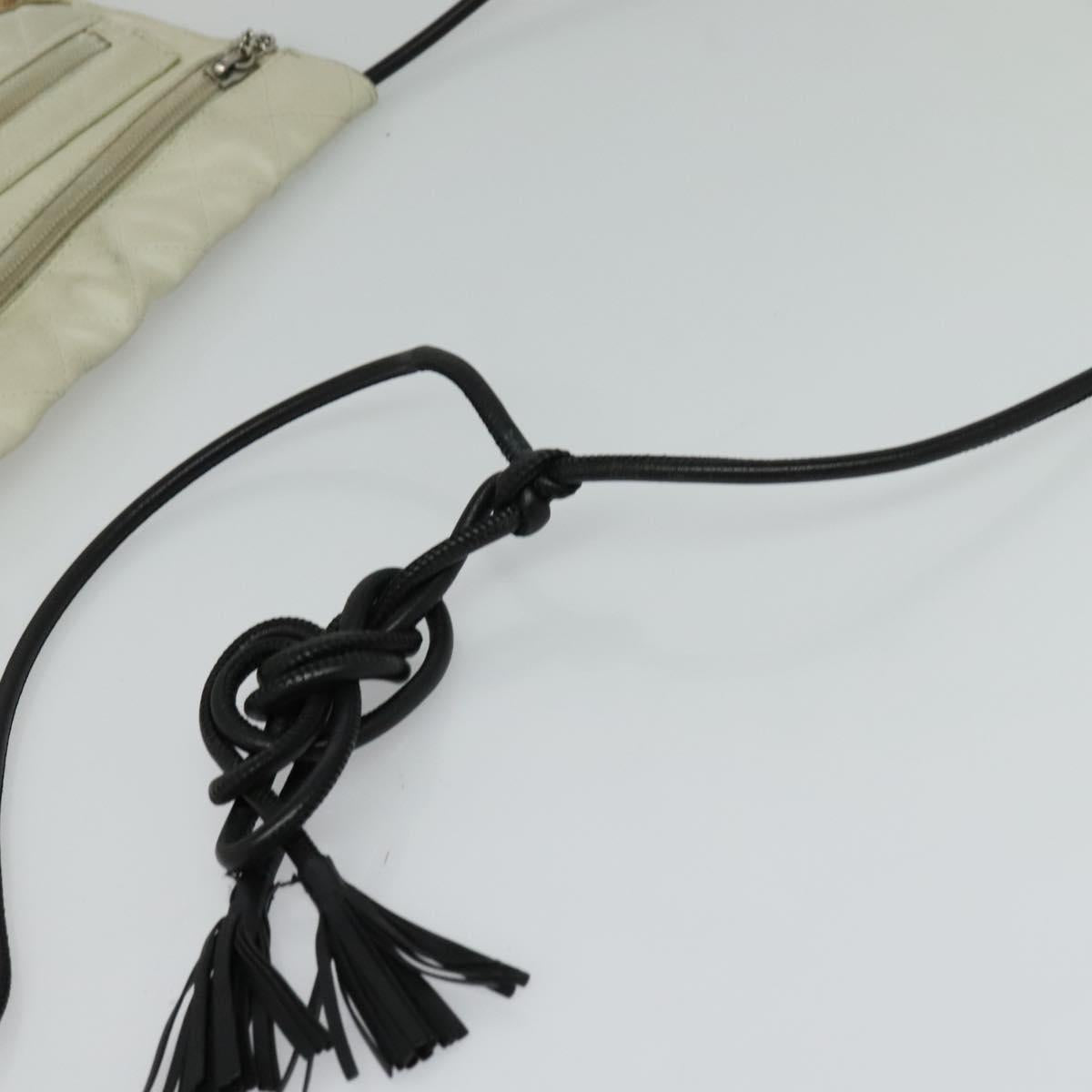 CHANEL Shoulder Bag Lamb Skin White CC Auth BD1411