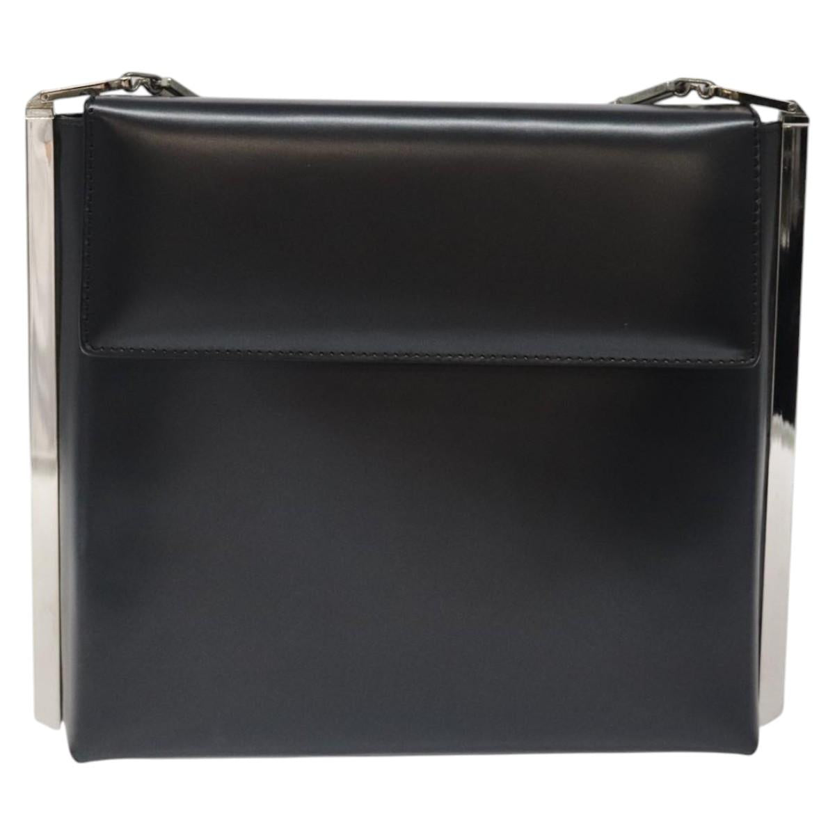 Salvatore Ferragamo Shoulder Bag Leather Black Auth BD1426