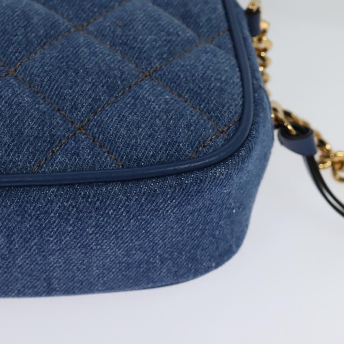 VERSACE Medusa Shoulder Bag Denim Blue Gold Auth BD1427