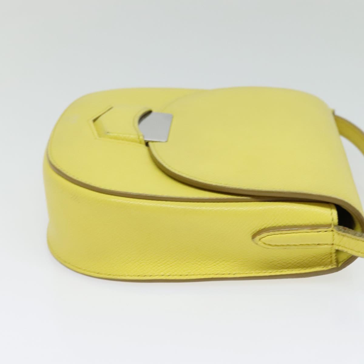 CELINE Shoulder Bag Leather Yellow Auth BD1446