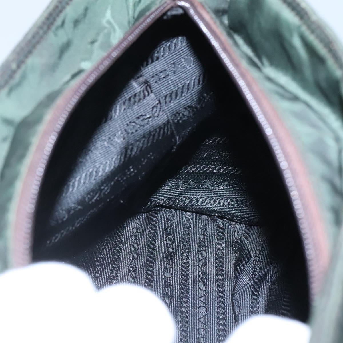 PRADA Chain Shoulder Bag Nylon Green Auth BD1448