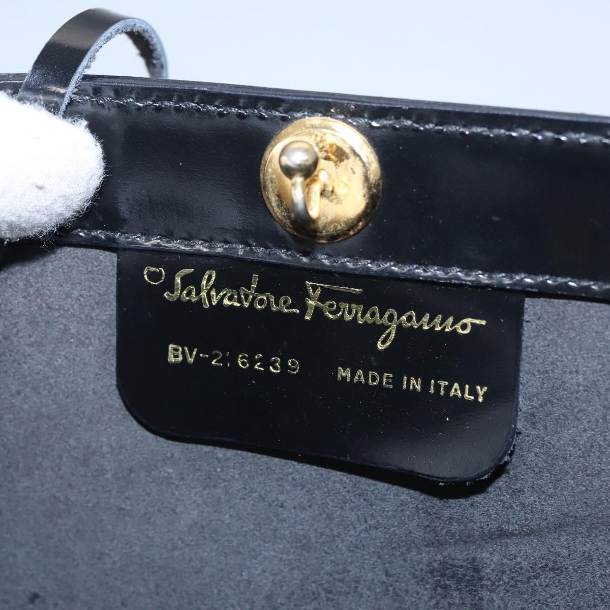 Salvatore Ferragamo Hand Bag Leather Black Auth BD145