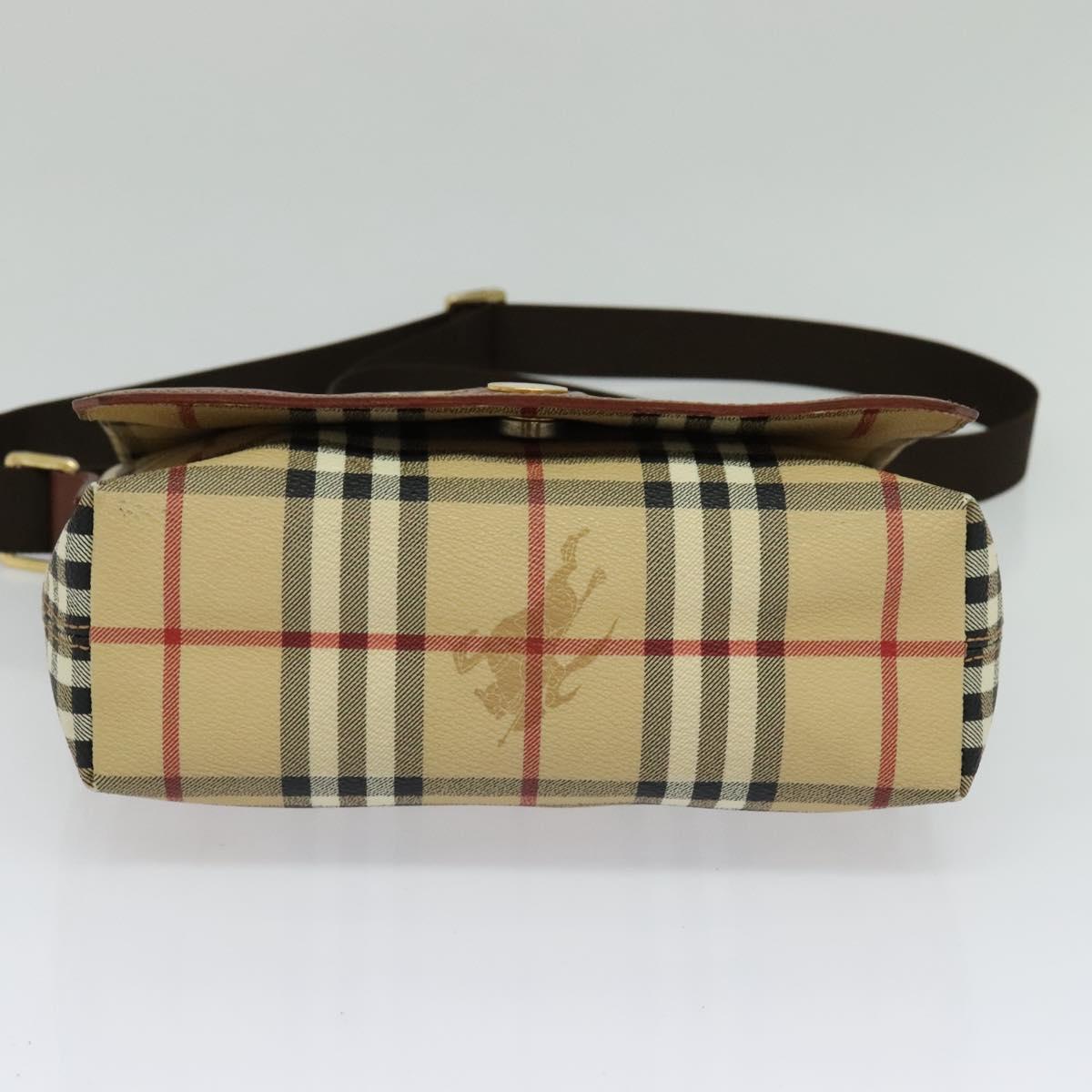 BURBERRY Nova Check Shoulder Bag PVC Leather Beige Auth BD1450