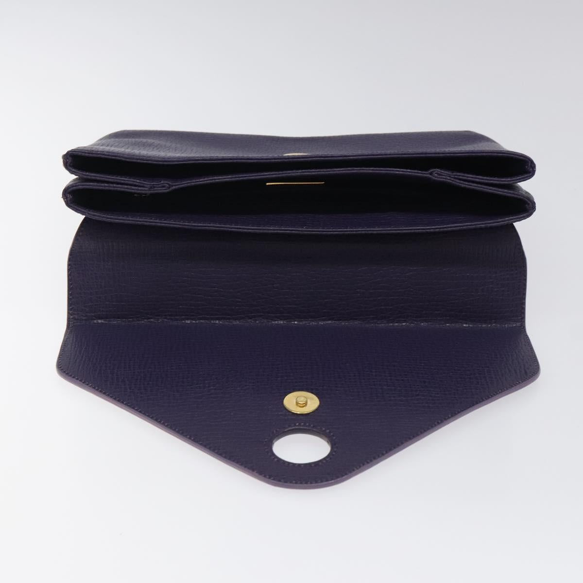 LOEWE Hand Bag Leather Purple Auth BD1451